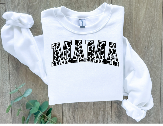 Mama Cow Print Crew Neck